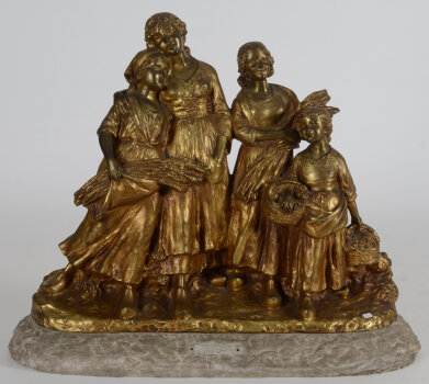 Joseph D'Aste, le chant des moissonneuses, patinated bronze on the original marble base
