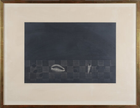 Yozo Hamaguchi a rare mezzotint still life Shells 1960