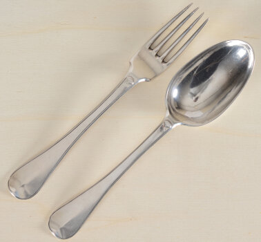 Jacques-François Wery, a silver fork and spoon with crest, Liège 1766-67