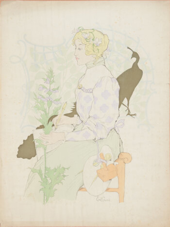 Emil Causé Untitled, Seated woman writing, lithography