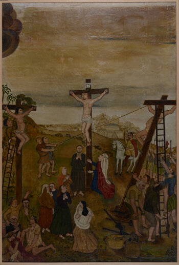 Large 19th century crucifixion painting