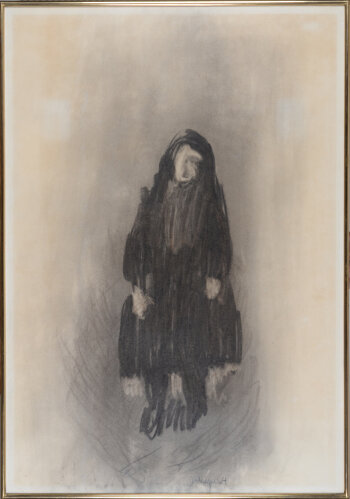 Eugène Dodeigne figure, an original charcoal drawing 1964