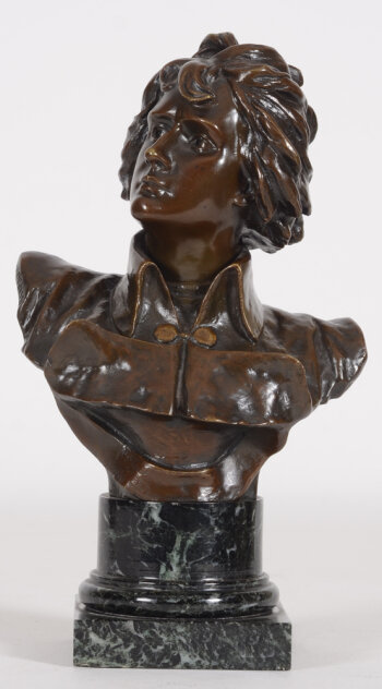 Lucca Madrassi Bust of the young Napoleon, patinated bronze on a marble base