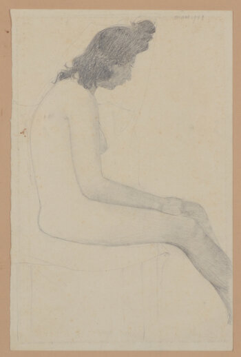Gaston Pauwels sitting nude drawing 1948
