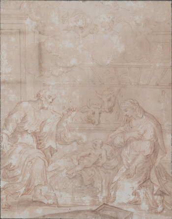 Old Master drawing, the nativity, Flemish school