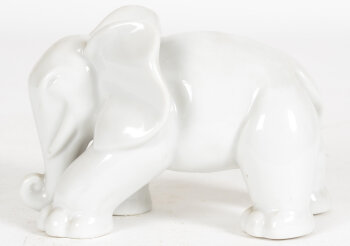 Small white porcelain elephant, 1940-1950's