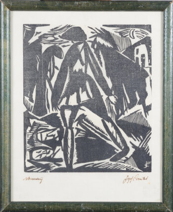 Jozef Cantré Murder a rare expressionist woodcut 1920