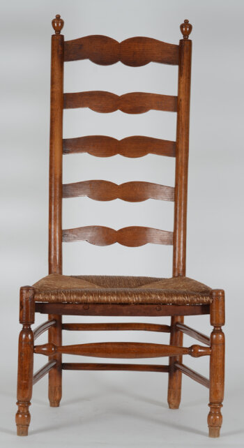 A High back chair, turned wood, Belgian folk art around 1850