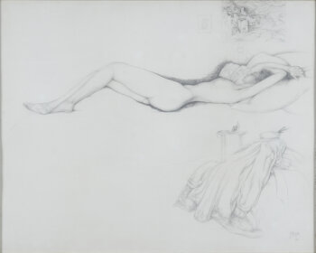 Jules De Bruycker Reclining Nude Drawing