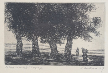 Gaston Bertrand a Landscape 1937 a rare early drypoint