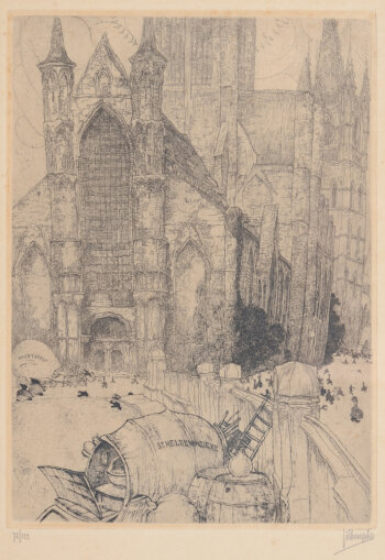 Jules De Bruycker Sint-Niklaas kerk, 1932, an original etching
