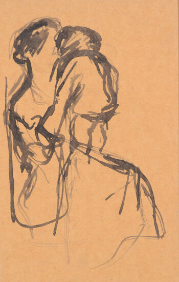 Maurice Dupuis Mother and child an original ink drawing