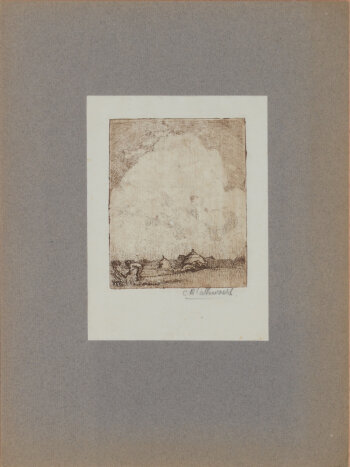 Charles-René Callewaert Landscape with harvester  Drypoint and etching