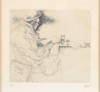 Jules De Bruycker Self portrait, an original etching, 1941