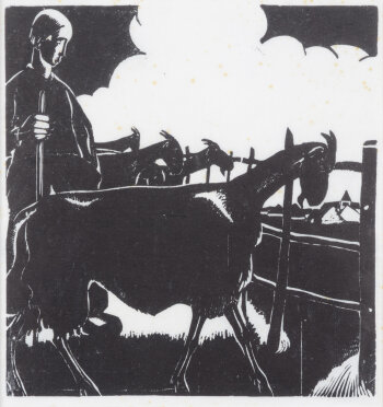 Jan-Frans Cantré the shepherd original woodcut 1927