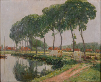 Piet Gillis A Flemish landscape, oil on canvas, 1912