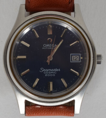 Omega a vintage Seamaster Cosmic 2000 mens wristwatch with original blue dial