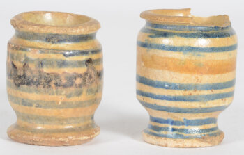 Two small majolica probably Antwerp ointment jars 16th century