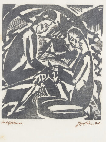 Jozef Cantré Indifférence an original expressionist woodcut