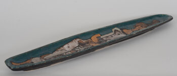 Achiel Pauwels a long 'canoe shaped' figurative dish