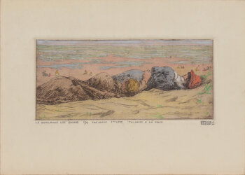 François Pycke La guirlande des dunes  Hand-coloured etching 1940