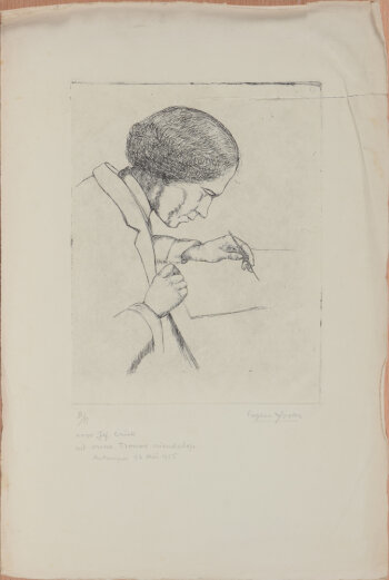 Eugeen Yoors Untitled etching of a writer