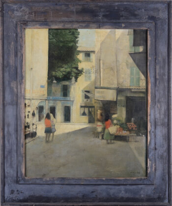 R. Obijn, view of a French city, 1954, oil on canvas