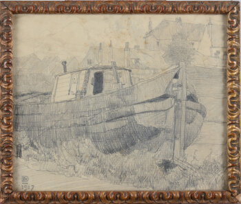 Eugène Dopchie Vieux bateau à Akkerghem 1917