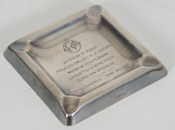 Bruno Wiskemann, Hotel Gambrinus commemorative ashtray for the G.B.D.H., white metal, 1949