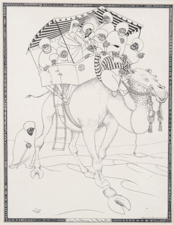 Mark Severin a rare original drawing, 'the ship of the dessert', 1930