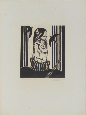 Jan Mulder The poacher original expressionist linocut 1928