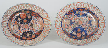 A pair of oval porcelain Imari dishes, Japan