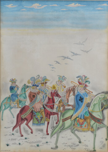 Victor Stuyvaert the musical horsemen watercolour 1959