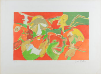 Louis Van Lint abstract composition an original colour lithograph