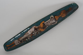 Achiel Pauwels a long 'canoe shaped' figurative dish