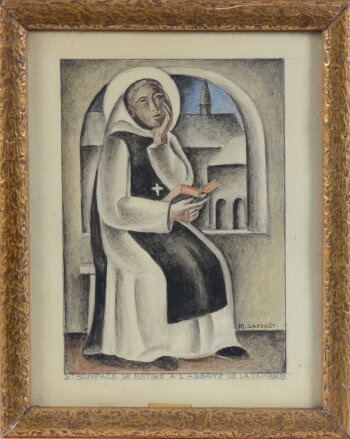 Marcel Laforêt St-Boniface se retire à l'Abbaye de La Cambre watercolour