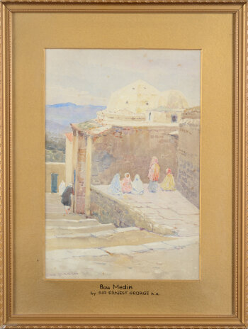 Ernest George, a view of the Bou Medin complex in Algeria, watercolour on paper