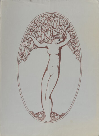 Anto Carte (attributed to) a very rare printed design for an intarsia panel edited by Wolfers Frères
