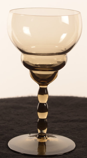 Art deco wine glass in brown smokey quartz glass