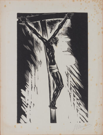 Jan Mulder Crucifixion expressionist  Linocut
