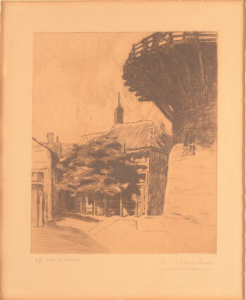 Albert Baertsoen etching under the windmill 1909
