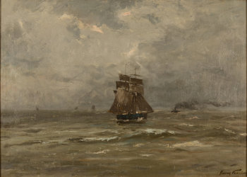 Franz Courtens two-master at sea