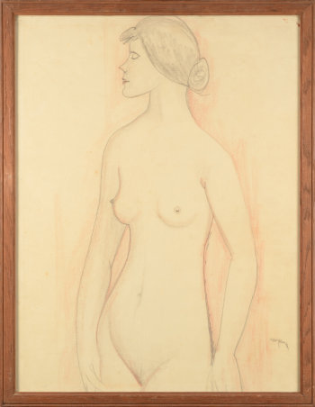 Pere Creixams drawing of a standing nude