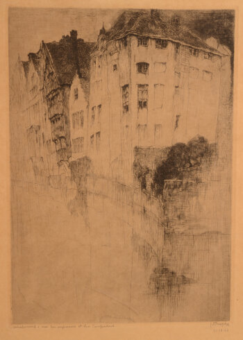 Jules De Bruycker Maisons au bord de l'eau 1919 etching