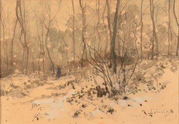 Gustave Den Duyts watercolour a winter scene