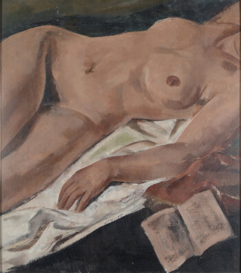 Jeanne Van Cauwenberghe, a large study of a reclining nude, 1930's