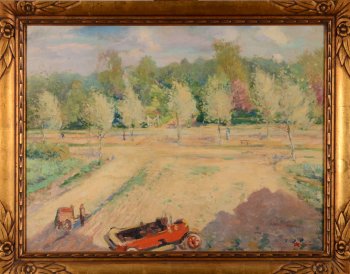 Auguste Drume Landscape with oldtimer