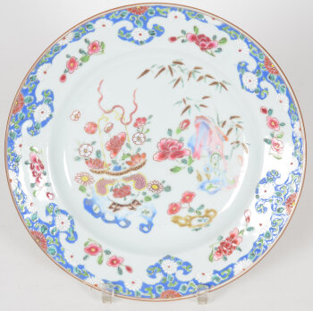 a colourful Famille Rose chinese porcelain plate