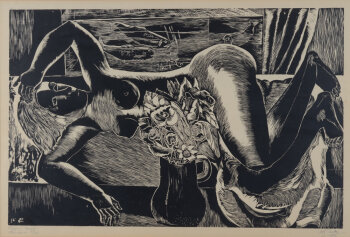 Jozef Cantré Reclining woman 1936 woodcut