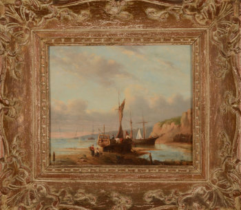 Unknown artist boats on the shore